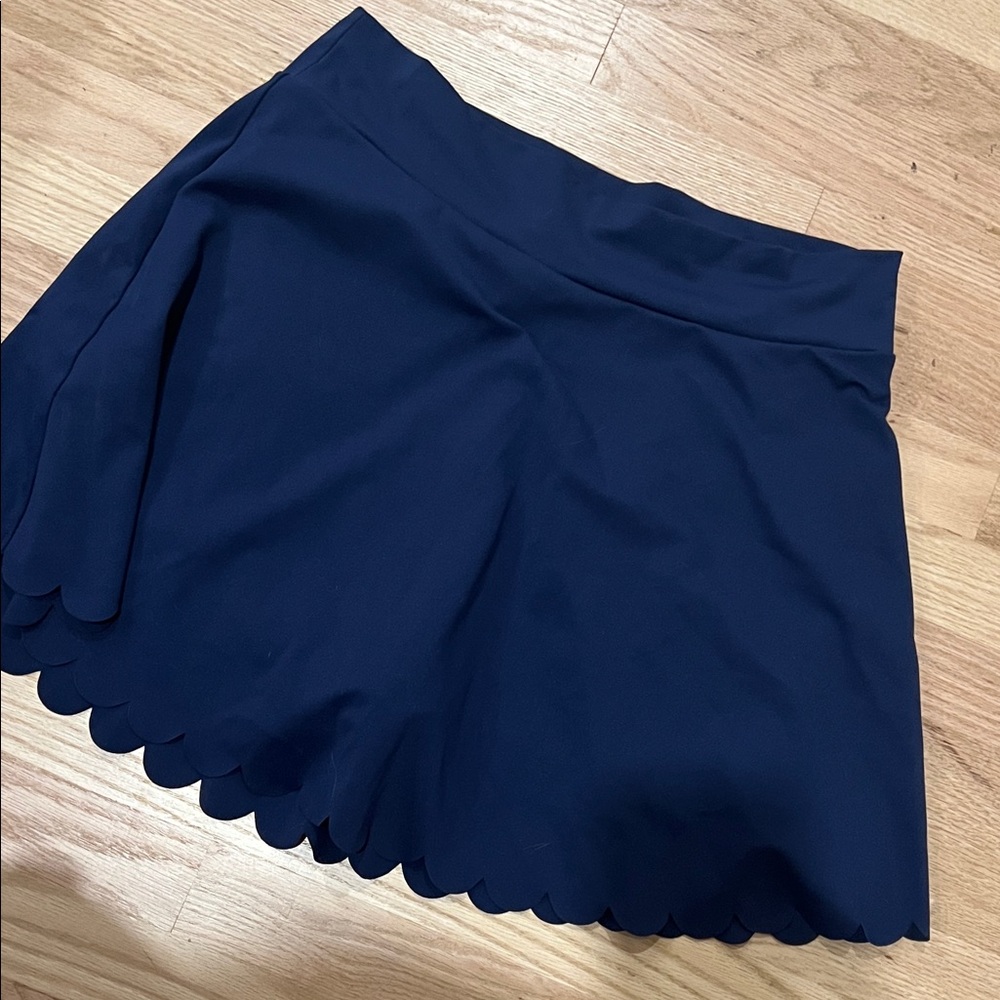 J. Crew Dark Blue Scalloped Skort